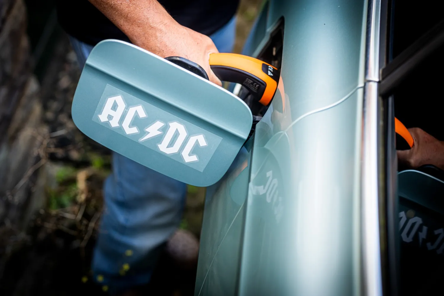 ACDC Sticker on Enyaq Charging Flap