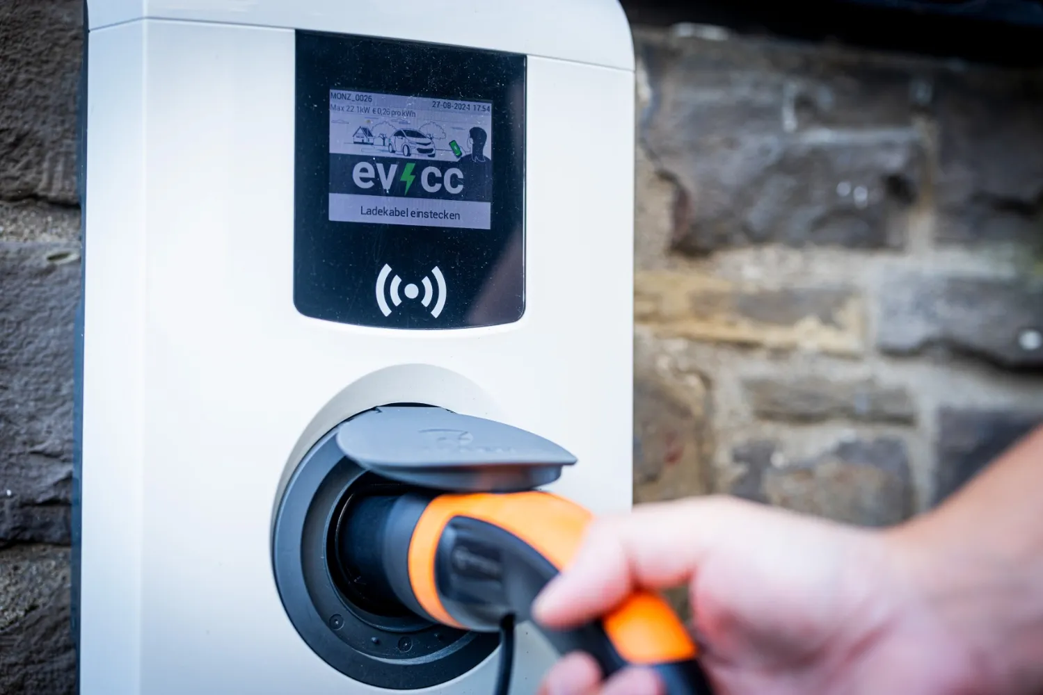 Charging cable on Alfen Eve Single Pro-line 22 kW Wallbox